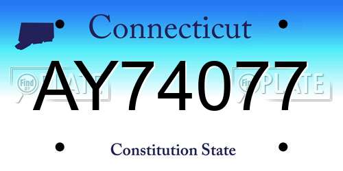 AY74077 Connecticut License Plate