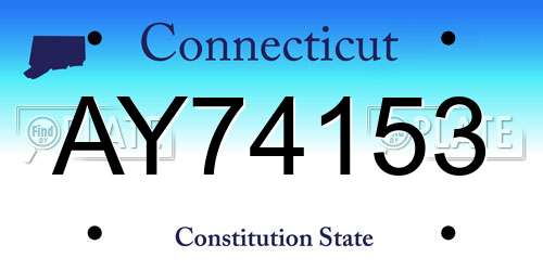 AY74153 Connecticut License Plate