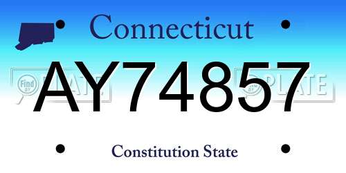 AY74857 Connecticut License Plate