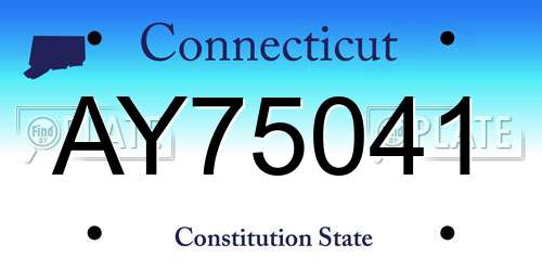AY75041 Connecticut License Plate