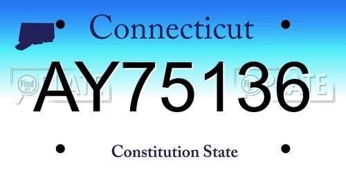 AY75136 Connecticut License Plate