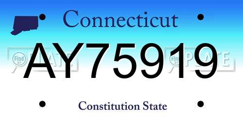 AY75919 Connecticut License Plate