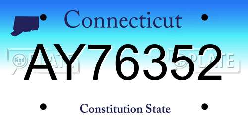 AY76352 Connecticut License Plate