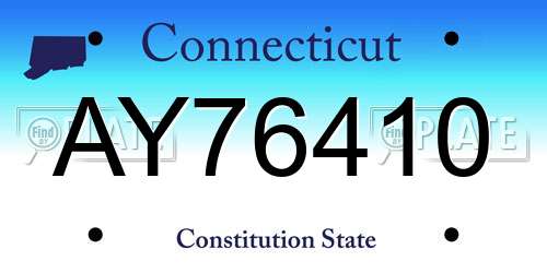 AY76410 Connecticut License Plate