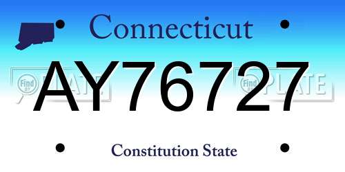 AY76727 Connecticut License Plate
