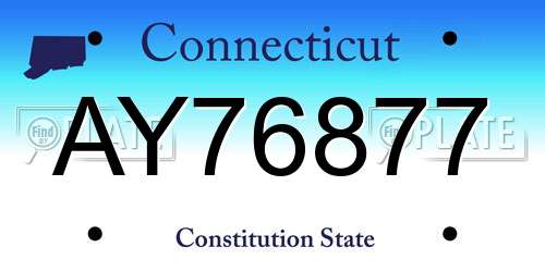 AY76877 Connecticut License Plate