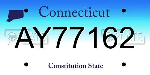 AY77162 Connecticut License Plate