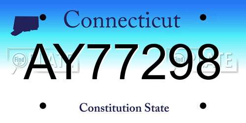 AY77298 Connecticut License Plate