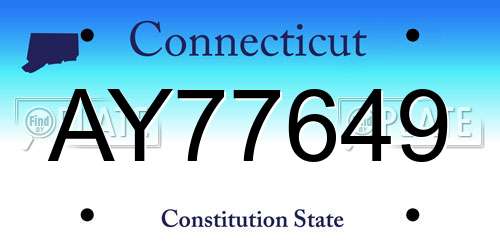 AY77649 Connecticut License Plate