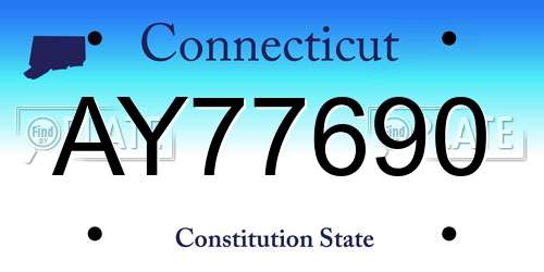 AY77690 Connecticut License Plate
