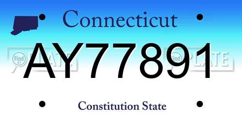 AY77891 Connecticut License Plate