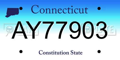 AY77903 Connecticut License Plate