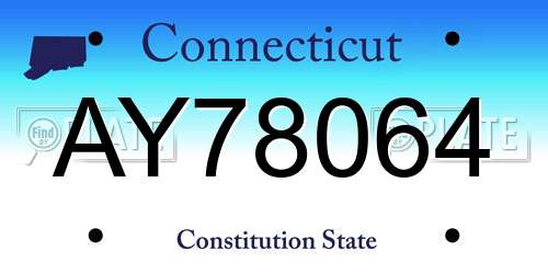 AY78064 Connecticut License Plate