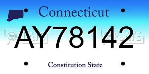 AY78142 Connecticut License Plate