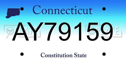 AY79159 Connecticut License Plate