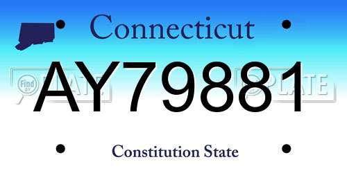 AY79881 Connecticut License Plate