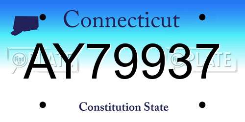 AY79937 Connecticut License Plate