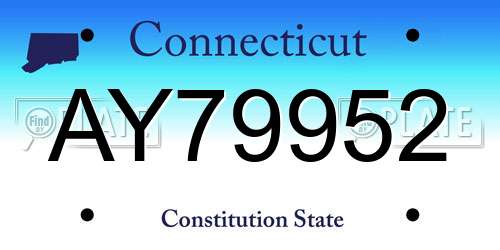 AY79952 Connecticut License Plate