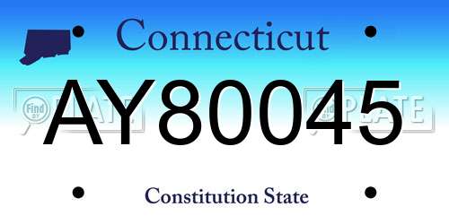 AY80045 Connecticut License Plate
