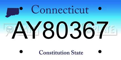 AY80367 Connecticut License Plate
