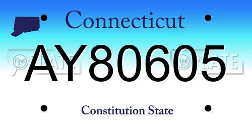 AY80605 Connecticut License Plate