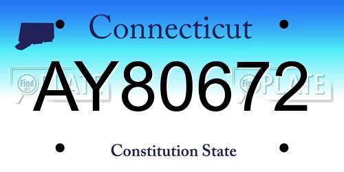 AY80672 Connecticut License Plate