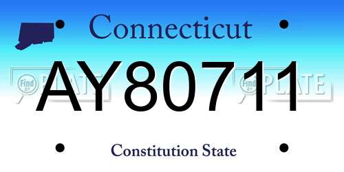 AY80711 Connecticut License Plate