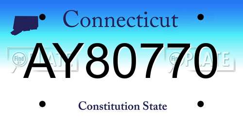 AY80770 Connecticut License Plate