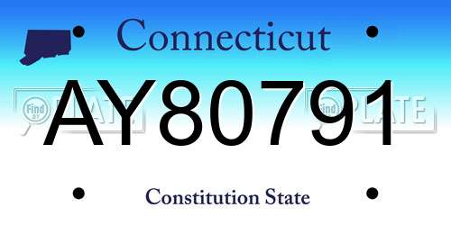 AY80791 Connecticut License Plate