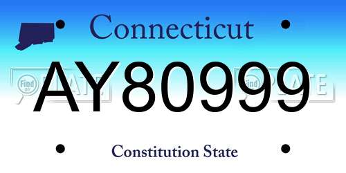 AY80999 Connecticut License Plate