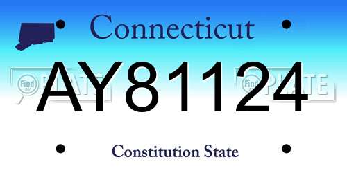 AY81124 Connecticut License Plate