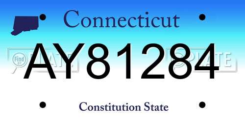 AY81284 Connecticut License Plate