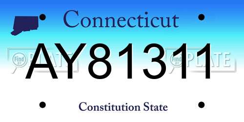 AY81311 Connecticut License Plate