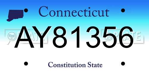 AY81356 Connecticut License Plate