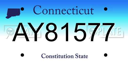 AY81577 Connecticut License Plate