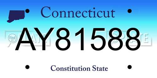 AY81588 Connecticut License Plate