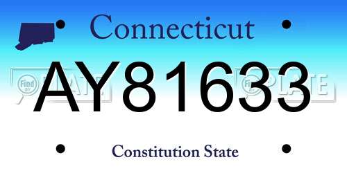 AY81633 Connecticut License Plate