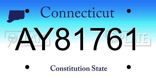 AY81761 Connecticut License Plate