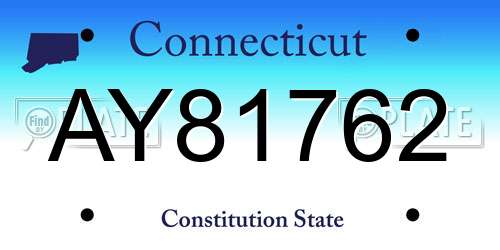 AY81762 Connecticut License Plate
