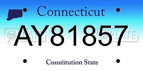 AY81857 Connecticut License Plate