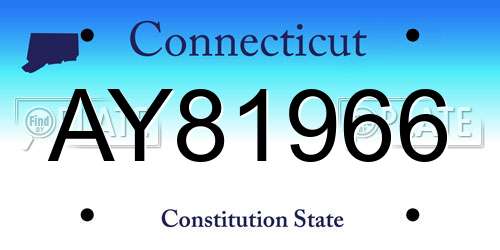 AY81966 Connecticut License Plate