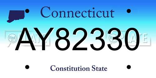 AY82330 Connecticut License Plate