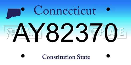 AY82370 Connecticut License Plate