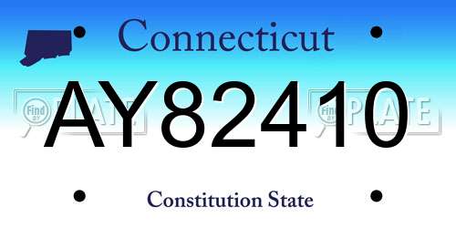 AY82410 Connecticut License Plate