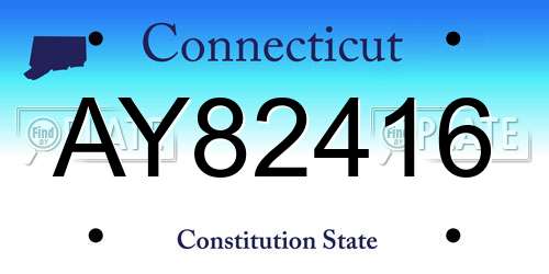 AY82416 Connecticut License Plate