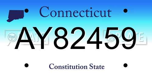 AY82459 Connecticut License Plate