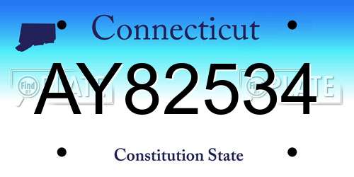 AY82534 Connecticut License Plate