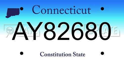 AY82680 Connecticut License Plate