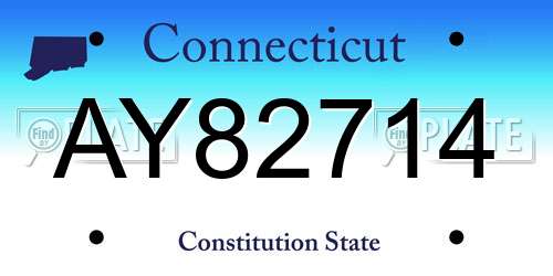 AY82714 Connecticut License Plate
