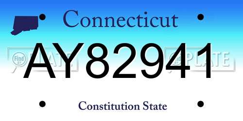 AY82941 Connecticut License Plate